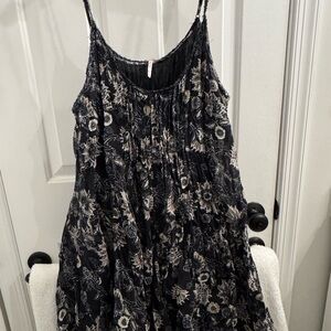 Free People Floral Mini slip Dress - Black and Cream